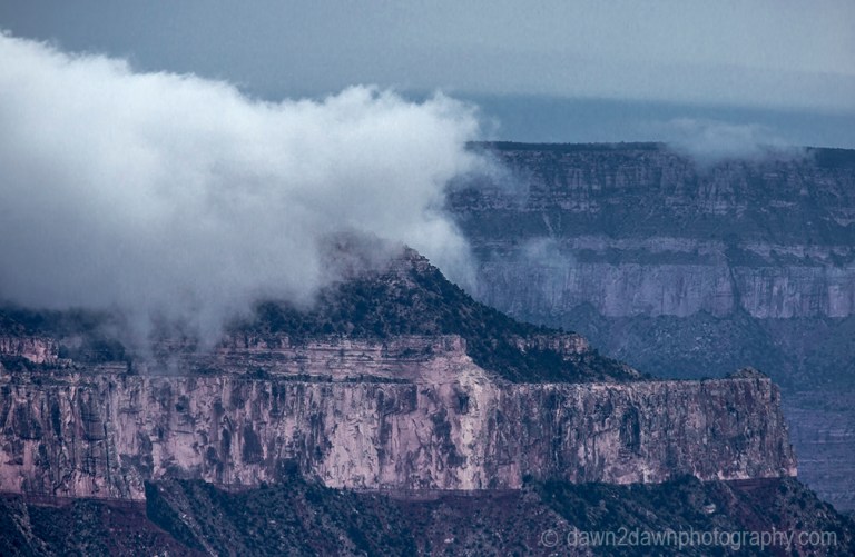 Foggy Grand Canyon from Point Sublime at Grand Canyon National Park, Arizona