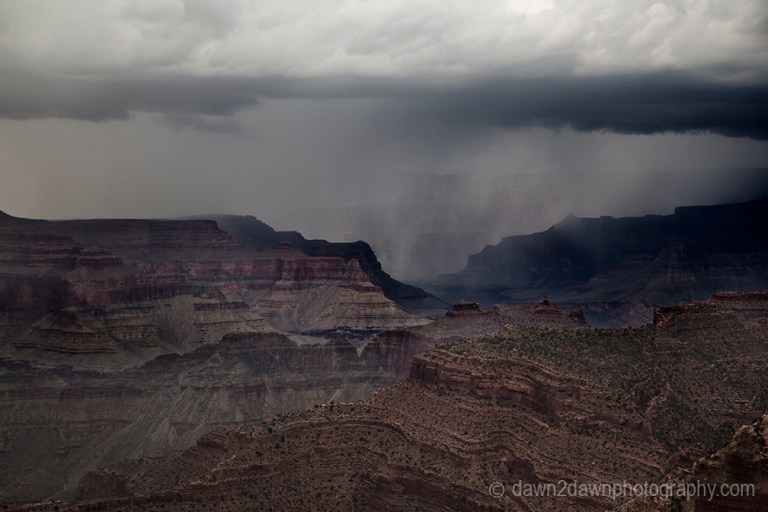 Thunderstorms pass through the Grand Canyon at Point Sublime at Grand Canyon National Park, Arizona