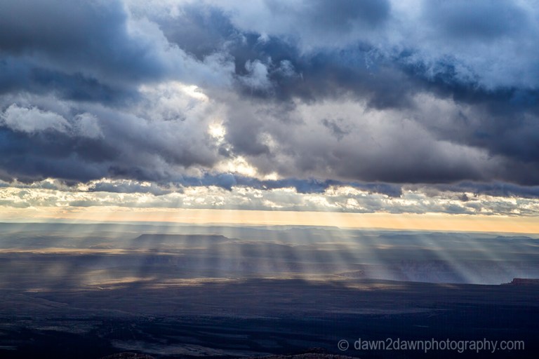 Thunderstorms pass through the Grand Canyon at Grand Canyon National Park, Arizona