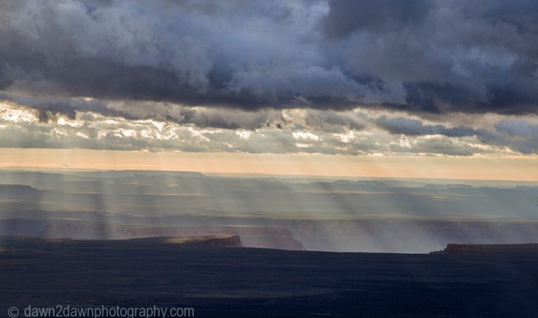 Thunderstorms pass through the Grand Canyon at Grand Canyon National Park, Arizona