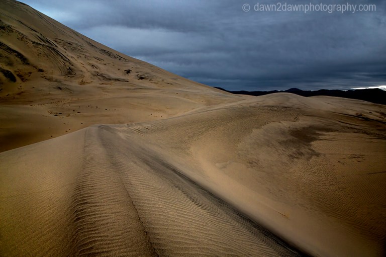 Shifting patterns and lines of sand at the Eureka Dunes at Death Valley National Park, California