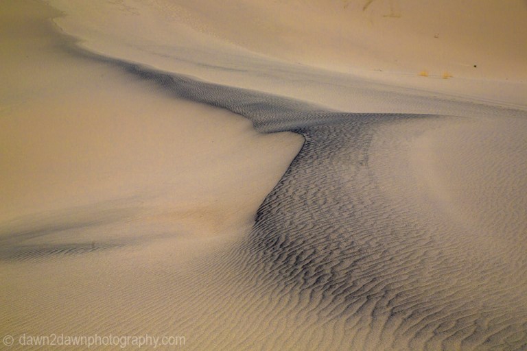 Shifting patterns and lines of sand at the Eureka Dunes at Death Valley National Park, California