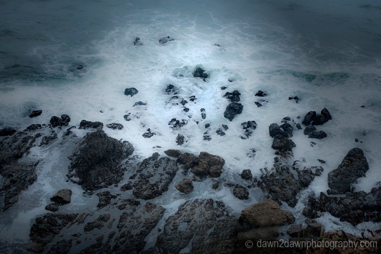 A passing storm produces high surf along California's Pacific Ocean Coastline near Big Sur