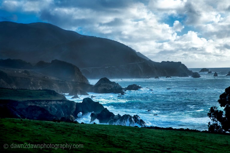 A passing storm produces high surf along California's Pacific Ocean Coastline near Big Sur