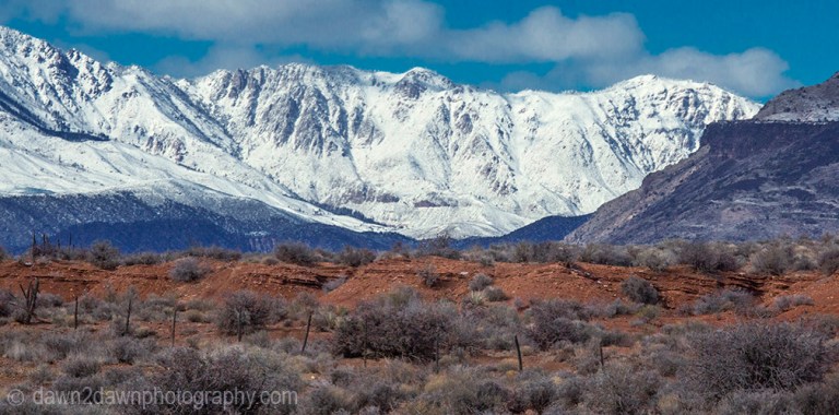 Fresh snow has fallen on the Pine Valley Mountains, north of St. George, Utah