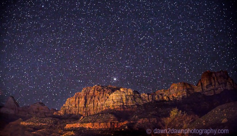 The stars are out in large numbers at Zion National Park, Utah