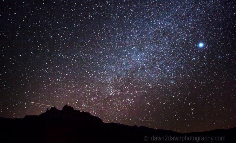 The Milky Way appears in the night sky in Southern Utah near Zion National Park