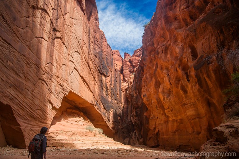 Hikers in Buckskin Gulch at Vermilion Cliffs National Monument, Utah