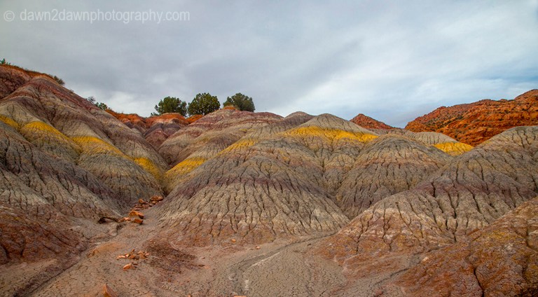 The colorful sedimentary layer of clay is uncovered at Vermilion Cliffs National Monument, Arizona