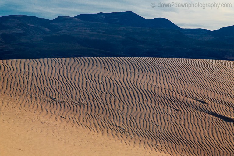 Patterns and ripples produced by erosion are the dominant features of Eureka Dunes at Death Valley National Park, California