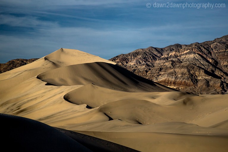 Patterns and ripples produced by erosion are the dominant features of Eureka Dunes at Death Valley National Park, California