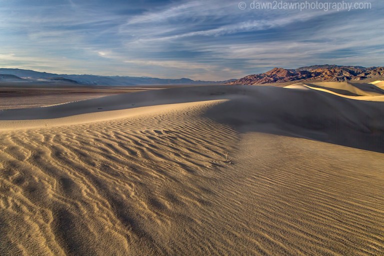 Patterns and ripples produced by erosion are the dominant features of Eureka Dunes at Death Valley National Park, California