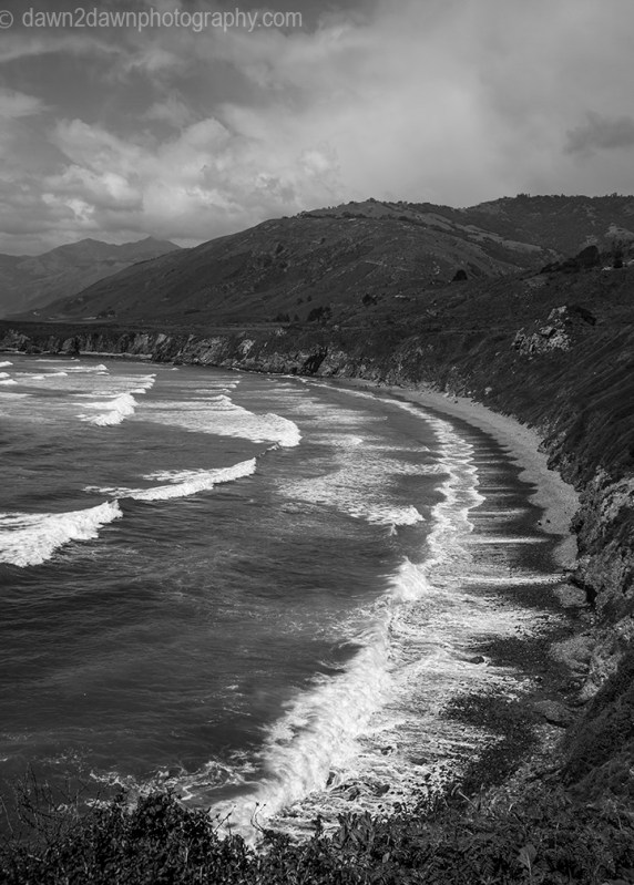Waves pound upon the shoreline along California's Pacific Ocean Coastline at Sand Dollar Beach near Big Sur