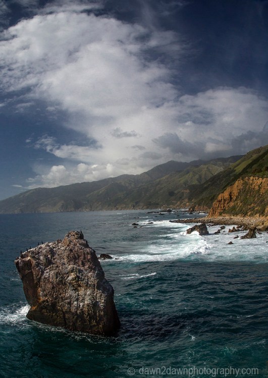 Waves pound upon the shoreline along California's Pacific Ocean Coastline near Big Sur.