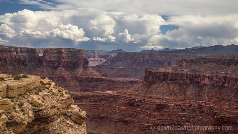 A thunderstorm passes along Marble Canyon at Grand Canyon National Park, Arizona.