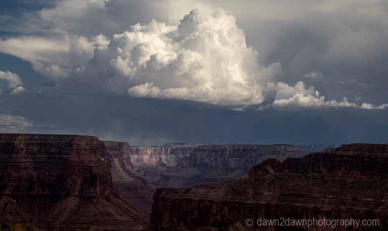 A thunderstorm passes along Marble Canyon at Grand Canyon National Park, Arizona.