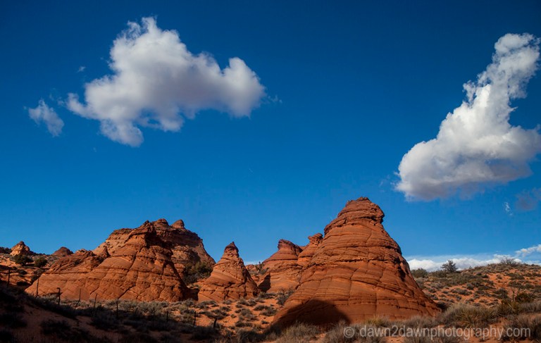 Unusual sandstone rock formations make up the landscape at South Coyote Buttes at The Vermilion Cliffs National Monument, Arizona