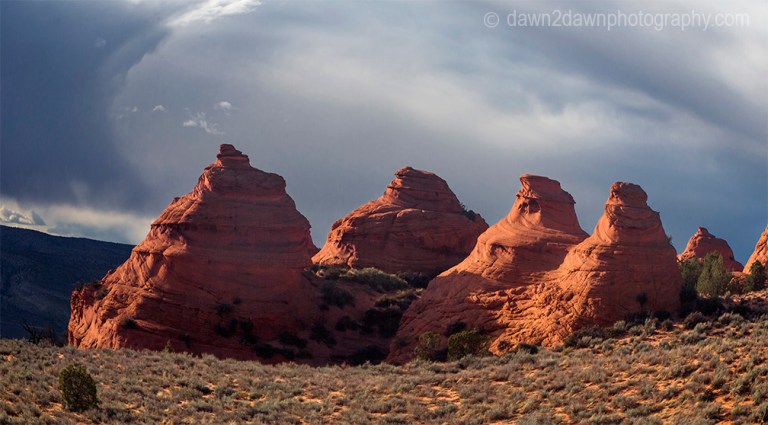 Unusual sandstone rock formations make up the landscape at South Coyote Buttes at The Vermilion Cliffs National Monument, Arizona