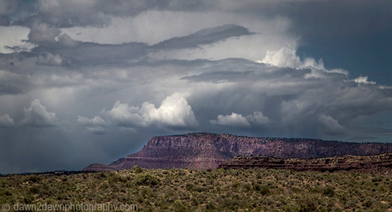 A storm appears on the road to Arizona's Grand Canyon at Toroweap at Grand Canyon National Park