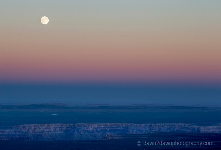 A full moon rises over Marble Canyon at Grand Canyon National Park, Arizona.