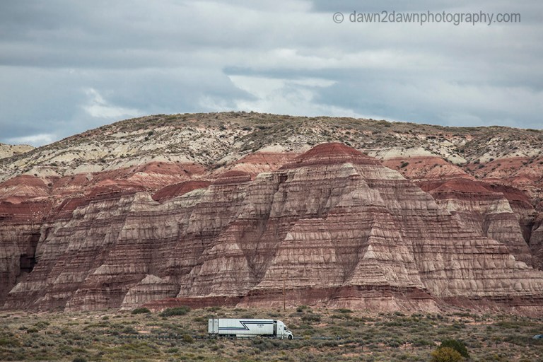 Erosion has sculpted badlands along the Paria River in Southern Utah