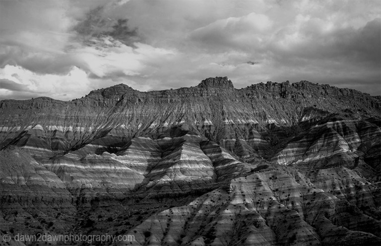 Colorful clay beds of the Chinle Formation are revealed due to erosion at the The Grand Staircase Escalante National Monument, Utah