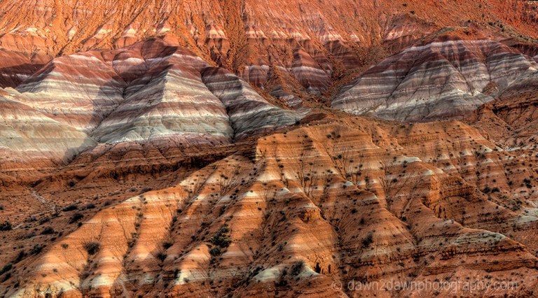 Colorful clay beds of the Chinle Formation are revealed due to erosion at the The Grand Staircase Escalante National Monument, Utah