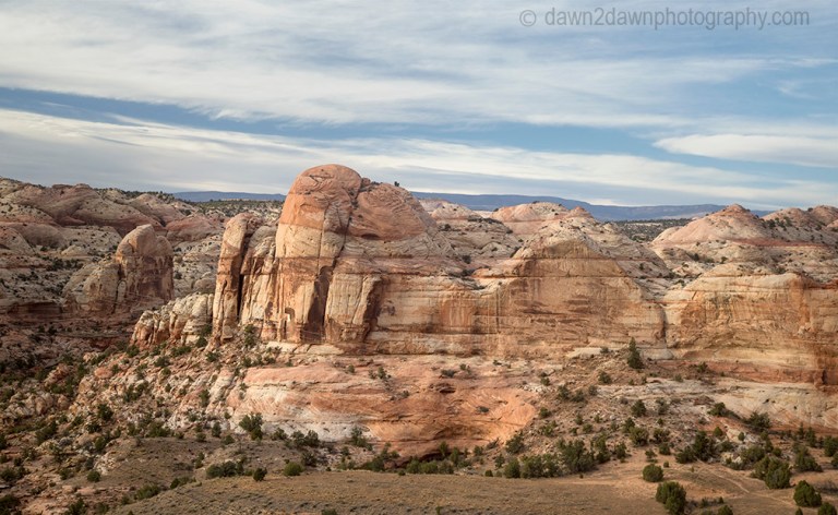 Unusual sandstone rock formations are seen along Utah's rural Highway 12.