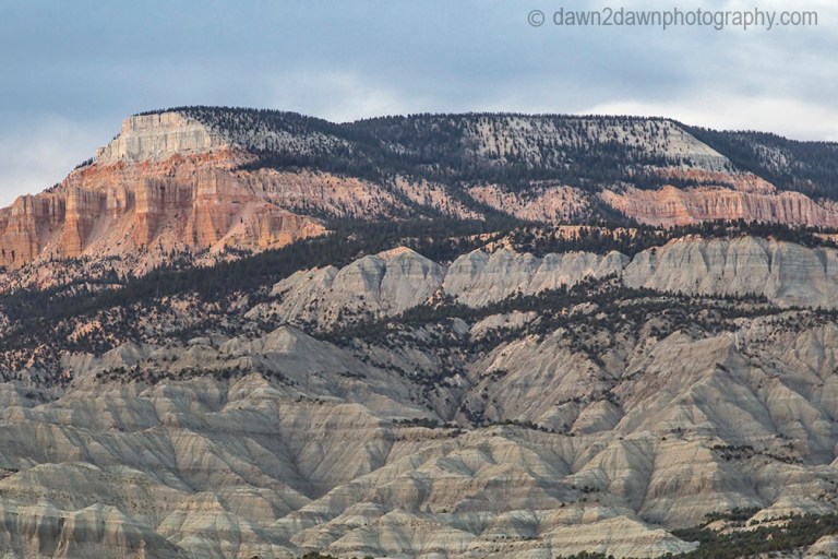 Unusual sandstone rock formations are seen along Utah's rural Highway 12.