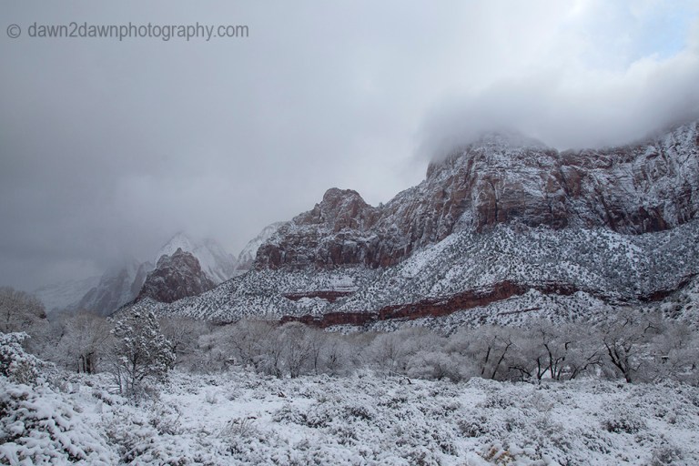 Fresh snow blankets ion National Park on Christmas morning.