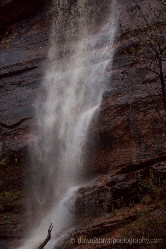 Heavy rains have produced ephemeral waterfalls at Zion National Park, Utah