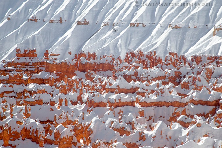 Fresh snow blankets Bryce Canyon National Park, Utah