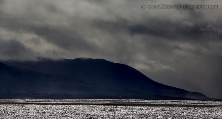 Storm clouds approach California's Pacific Ocean Coastline near Moro Bay