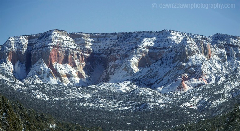 Fresh snow blankets the Southern Utah landscape