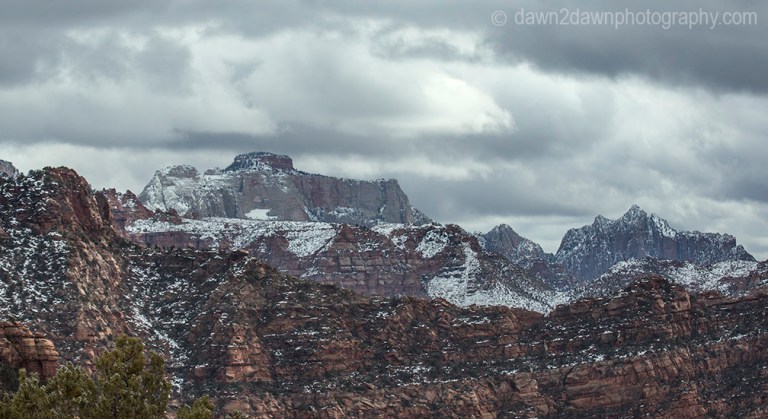 Fresh snow blankets Zion National Park as seen fron Kolob Terrace