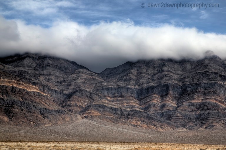 Fog envelops the Last Chance Mountains at Death Valley National Park, California