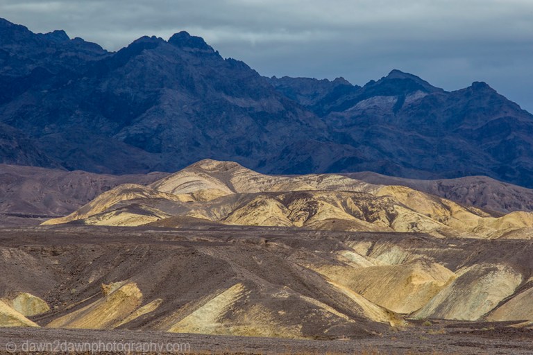 The bright colors of Mustard Hills at death Valley National Park, California