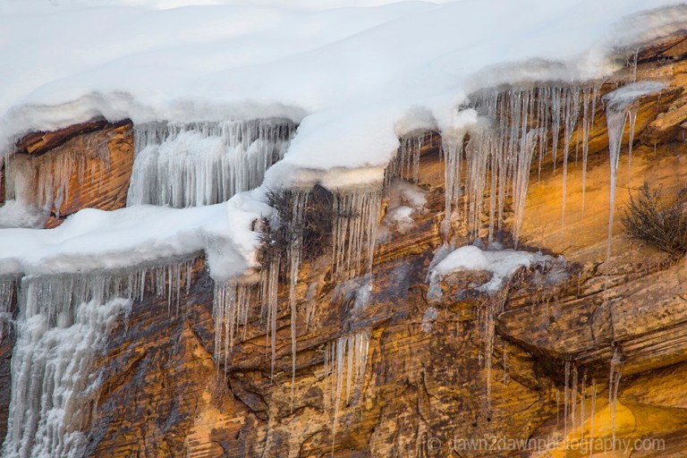 Fresh snow blankets Zion National Park in Southern Utah.