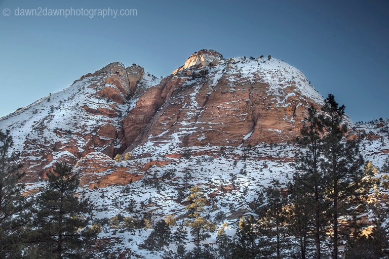 Fresh snow blankets Zion National Park in Southern Utah.