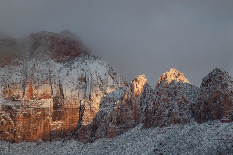 Brrrr….. Cold  & Snow Arrive to Zion Country